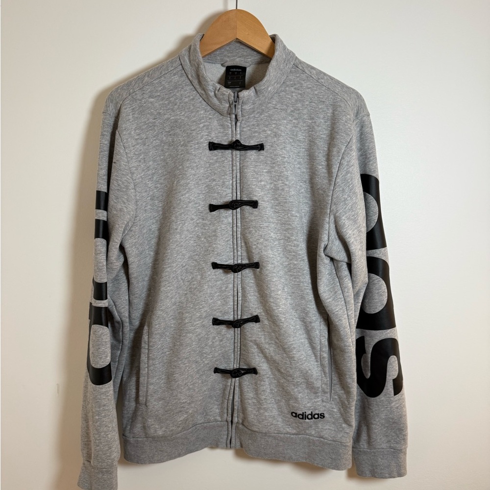 Adidas Chinese New Year Heather Gray Jacket with Decorative Frog Closures